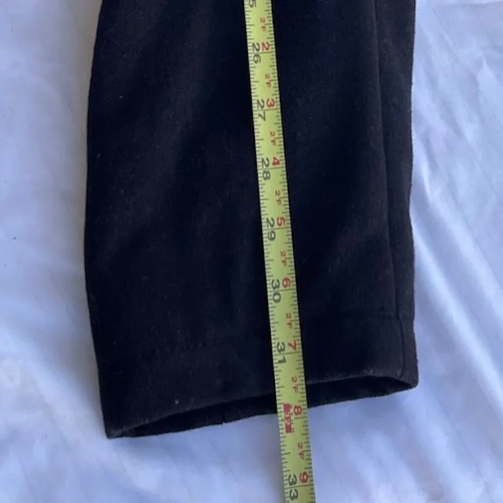 Vintage Guess Men’s Sz L Wool Long Pea Coat Black Full Zip Quilted Lining Hood